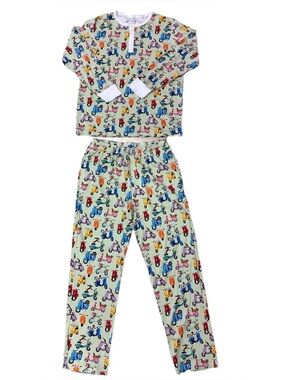 Hart+Land Dachshunds On Scooters PJ Loungewear Set L 100% Pima Cotton Cozy Dogs